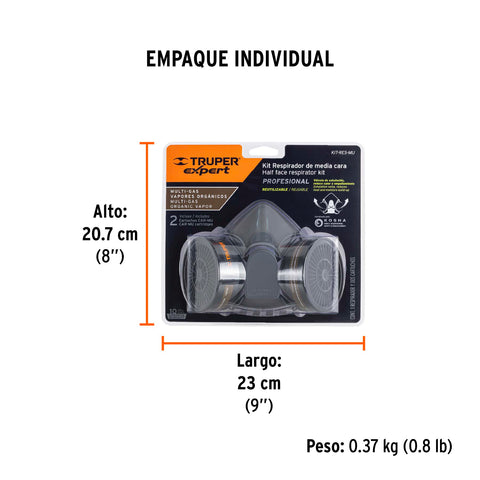 Kit respirador profesional con cartuchos multigas, Truper | KIT-RES-MU | 13730