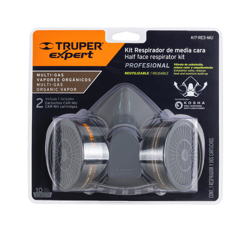 Kit respirador profesional con cartuchos multigas, Truper | KIT-RES-MU | 13730