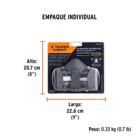 Kit respirador profesional con cartuchos pintura y pesticida | KIT-RES-PP | 13731