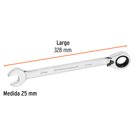 Llave combinada matraca reversible 25mmx328 mm largo, Expert | LL-2025MXR | 13769