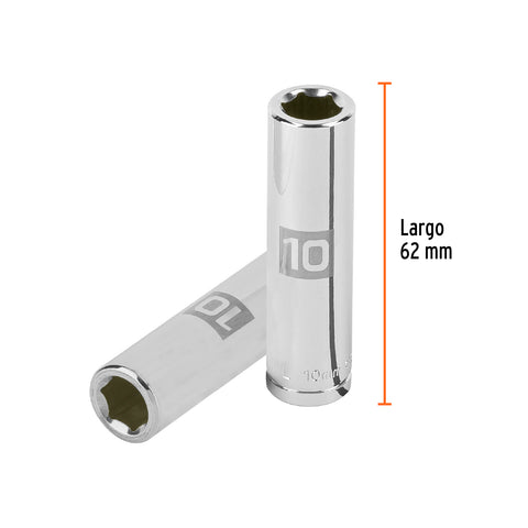 Dado largo de 10 mm, 6 puntas, cuadro 3/8', Truper | D-3810-HM-L | 13770