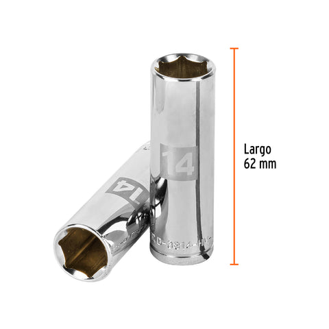 Dado largo de 14 mm, 6 puntas, cuadro 3/8', Truper | D-3814-HM-L | 13774