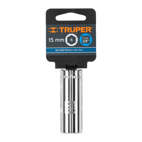 Dado largo de 15 mm, 6 puntas, cuadro 3/8', Truper | D-3815-HM-L | 13775