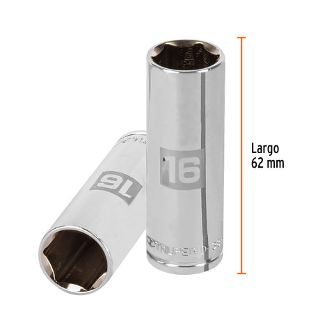 Dado largo de 16 mm, 6 puntas, cuadro 3/8', Truper | D-3816-HM-L | 13776