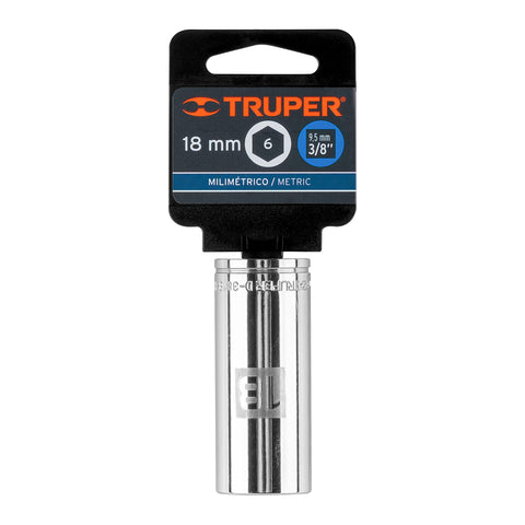 Dado largo de 18 mm, 6 puntas, cuadro 3/8', Truper | D-3818-HM-L | 13778