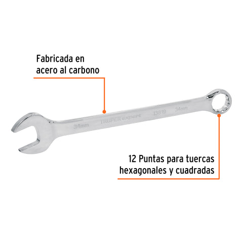 Llave combinada extralarga 34 mm x 454 mm de largo, Expert | LL-2034M | 13819