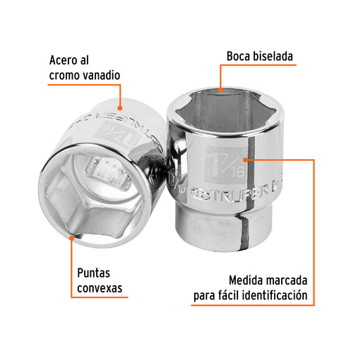 Dado de 1-7/16', 6 puntas, cuadro 3/4', Truper | D-3446-H | 13831