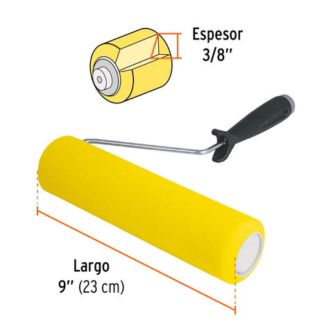Rodillo para pintar 9' x 3/8' de esponja, superficies lisas | ROPI-910E | 13841