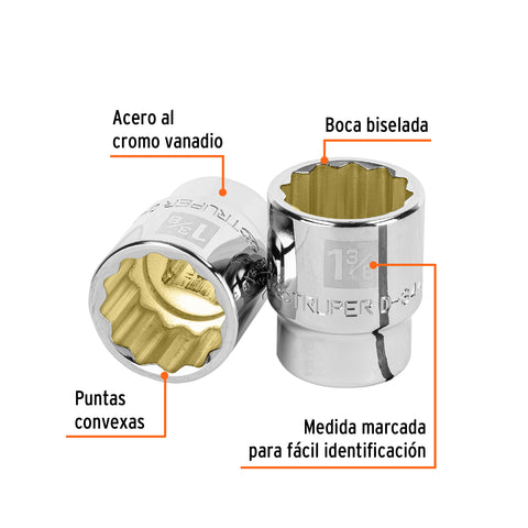Dado de 1-3/8', 12 puntas, cuadro 3/4', Truper | D-3444 | 13860