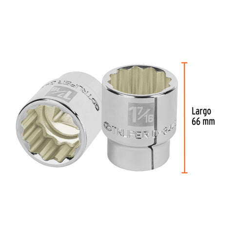 Dado de 1-7/16', 12 puntas, cuadro 3/4', Truper | D-3446 | 13861