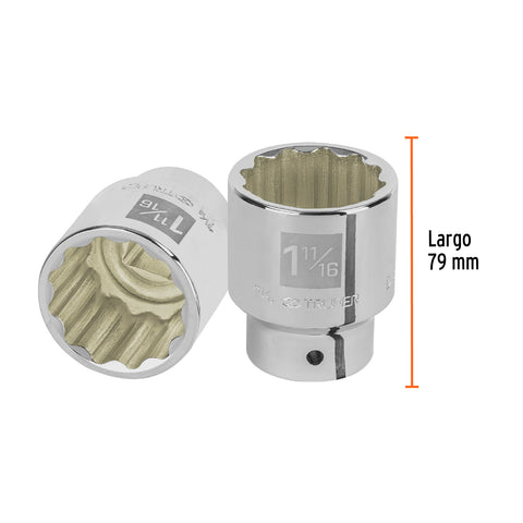 Dado de 1-11/16', 12 puntas, cuadro 3/4', Truper | D-3454 | 13865