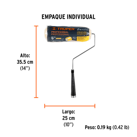 Rodillo para pintar 9' x 3/4' superficies rugosas, TRUPER | ROPI-920 | 13877