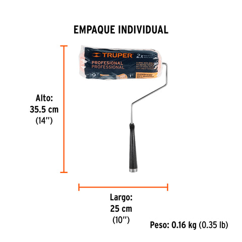 Rodillo para pintar 9' x 1' superficies muy rugosas, TRUPER | ROPI-925 | 13878