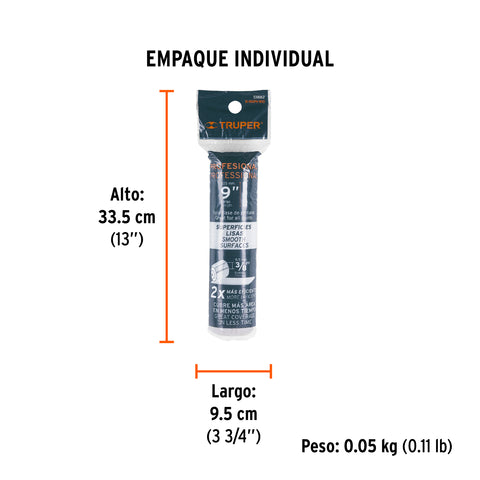Felpa para rodillo 9' x 3/8' superficies lisas, TRUPER | R-ROPI-910 | 13882