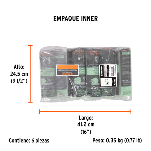 Felpa para rodillo 9'x5/8' superficies poco rugosas, TRUPER | R-ROPI-915 | 13883