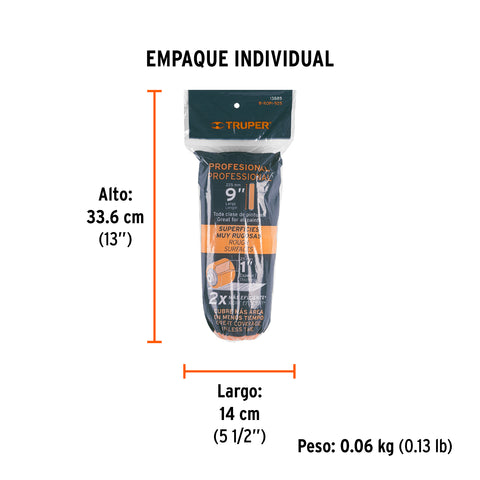 Felpa para rodillo 9' x 1' superficies muy rugosas, TRUPER | R-ROPI-925 | 13885