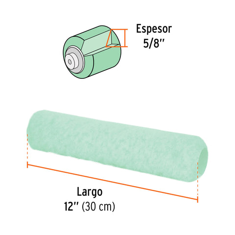 Felpa para rodillo 12'x5/8' superficies poco rugosas, TRUPER | R-ROPI-1215 | 13893
