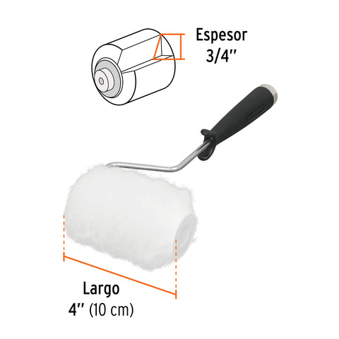 Mini rodillo para pintar 4' x 3/4' de poliéster, Truper | ROPI-420P | 13896