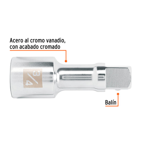 Extensión cuadro 3/4' para matraca, largo 4', Truper | E-5660 | 13902