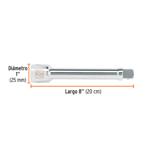 Extensión cuadro 3/4' para matraca, largo 8', Truper | E-5661 | 13904