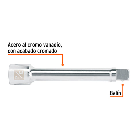 Extensión cuadro 3/4' para matraca, largo 8', Truper | E-5661 | 13904