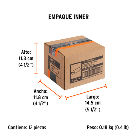Bolsa c/2 felpas para mini rodillo esponja 4'x3/8', TRUPER | R-ROPI-410E | 13907