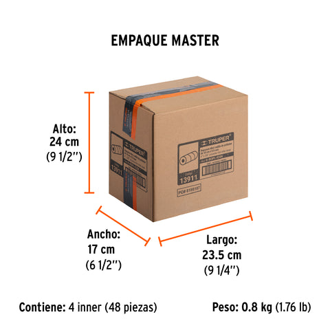 Bolsa c/2 felpas p/mini rodillo de poliéster 4'x3/8', TRUPER | R-ROPI-420N | 13911