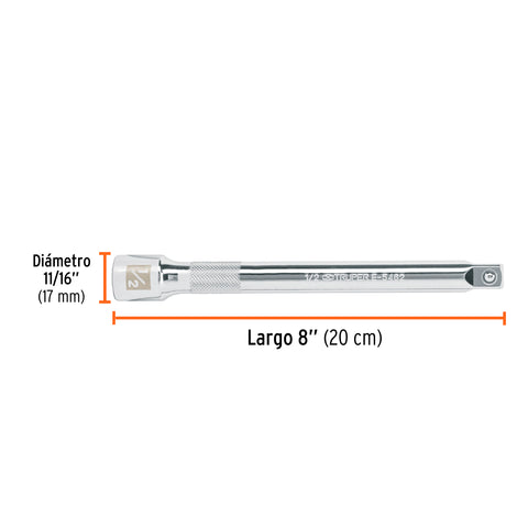 Extensión cuadro 1/2' para matraca, largo 8', Truper | E-5462 | 13917
