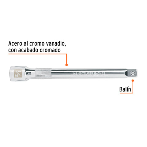 Extensión cuadro 1/2' para matraca, largo 8', Truper | E-5462 | 13917