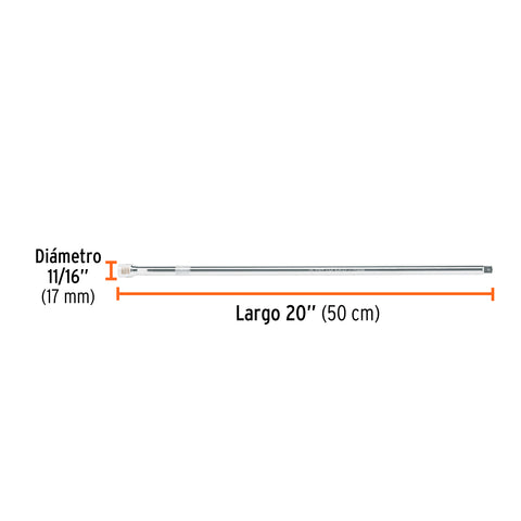 Extensión cuadro 1/2' para matraca, largo 20', Truper | E-5465 | 13919
