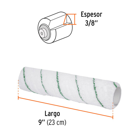 Felpa para rodillo 9'x3/8' de microfibra, sup. poco rugosas | R-ROPI-910M | 13921