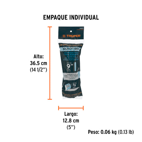 Felpa para rodillo 9'x3/8' de microfibra, sup. poco rugosas | R-ROPI-910M | 13921