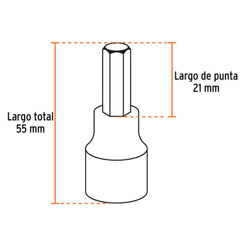 Juego de 6 dados cuadro 1/2' punta hex mm, estuche metálico | JPH-1/2X6M | 13926