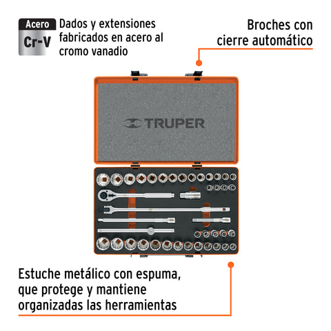 Juego de 42 herramientas cuadro 1/2' std y mm para mecánico | JD-1/2X42MP | 13940