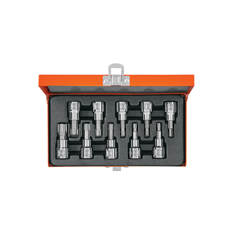 Juego de 10 dados cuadro 3/8' punta torx, estuche metálico | JPT-3/8X10 | 13976