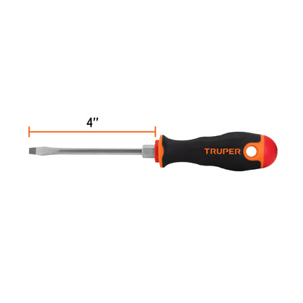 Desarmador plano 3/16' x 4' mango Comfort Grip, Truper | DR-3/16X4B | 13992