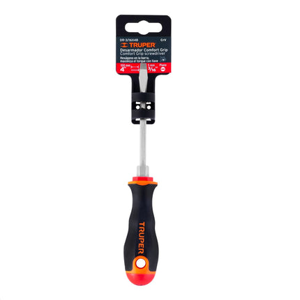 Desarmador plano 3/16' x 4' mango Comfort Grip, Truper | DR-3/16X4B | 13992