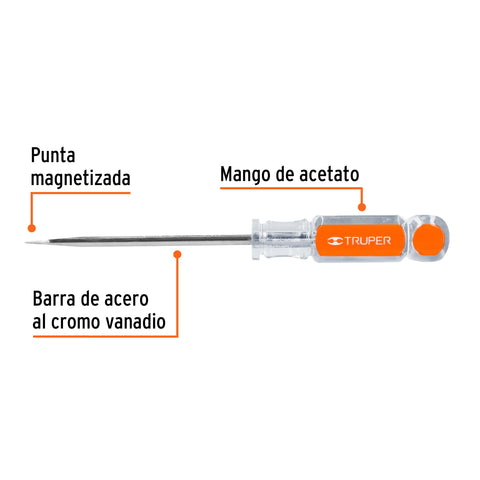 Desarmador plano 1/4' x 4' mango de acetato, Truper | DR-1/4X4 | 13996