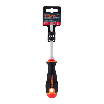 Desarmador plano 1/4' x 4' mango Comfort Grip, Truper | DR-1/4X4B | 13998