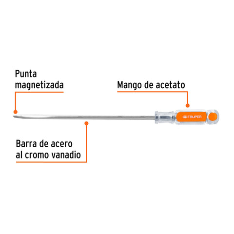 Desarmador plano 5/16' x 10' mango de acetato, Truper | DR-5/16X10 | 14005