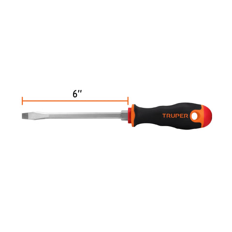 Desarmador plano 5/16' x 6' mango Comfort Grip, Truper | DR-5/16X6B | 14006