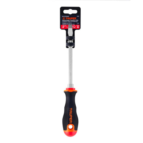 Desarmador plano 5/16' x 6' mango Comfort Grip, Truper | DR-5/16X6B | 14006
