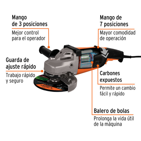 Esmeriladora angular 7', 2200W, TRUPER PRO | ESMA-7A3 | 14012