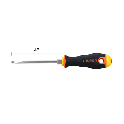 Desarmador cabinet 3/16' x 4' mango Comfort Grip, Truper | DG-3/16X4B | 14034