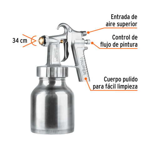 Pistola p/pintar baja presión, 1.5 mm, pulida, entrada sup | PIPI-210 | 14036