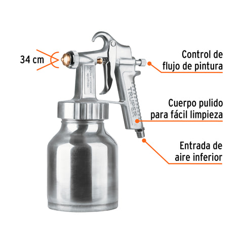 Pistola p/pintar baja presión, 1.5 mm, pulida, entrada inf | PIPI-200 | 14037