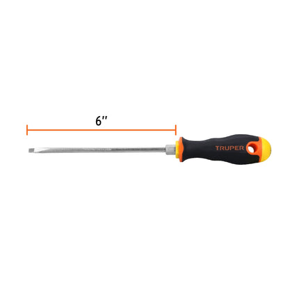 Desarmador cabinet 3/16' x 6' mango Comfort Grip, Truper | DG-3/16X6B | 14040