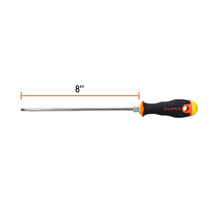 Desarmador cabinet 3/16' x 8' mango Comfort Grip, Truper | DG-3/16X8B | 14043