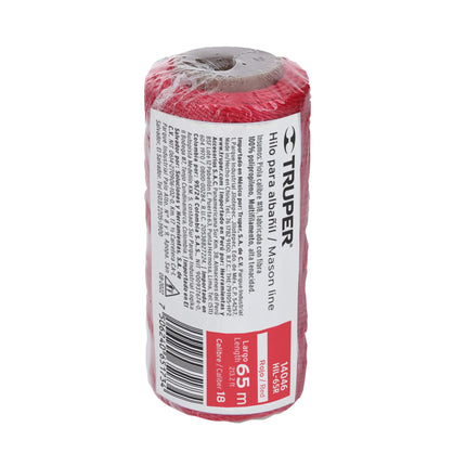 Carrete con 65 m de hilo para albañil rojo, Truper | HIL-65R | 14046