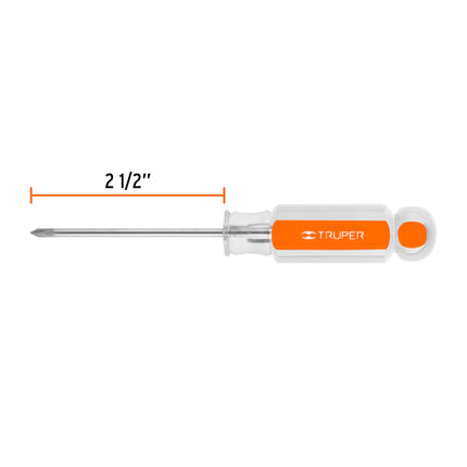 Desarmador de cruz 1/8' x 2-1/2' mango de acetato, Truper | DP-1/8X2-1/2 | 14050